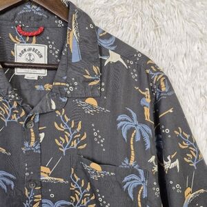 Iron And Resin Hawaiian Shirt Men 2XL Faded Black Shark Hula Skull Huckberry